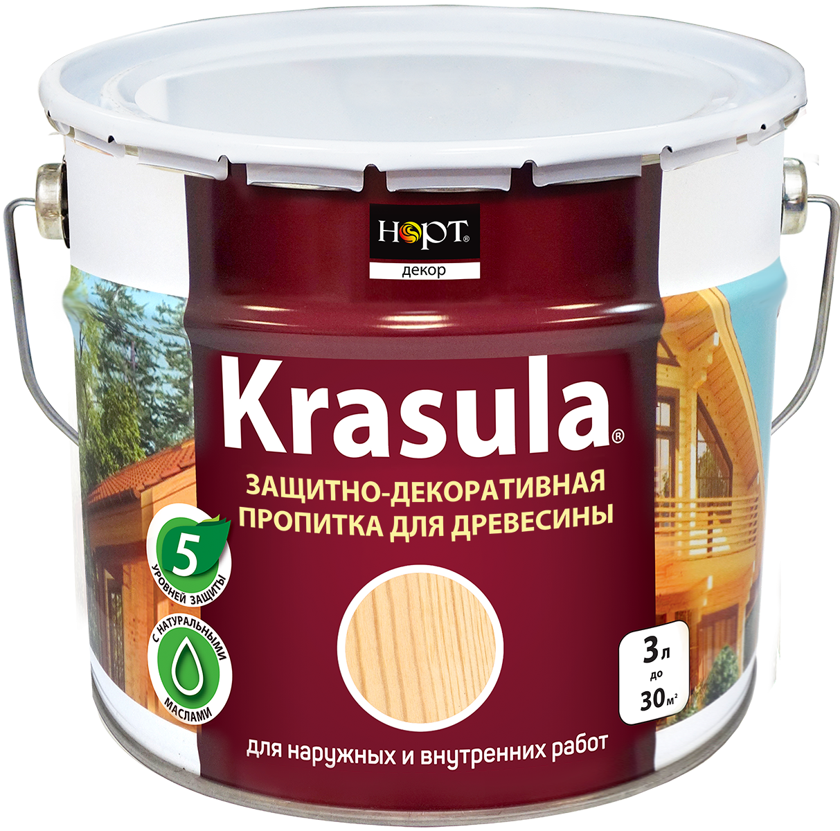 KRASULA Графит Серый 10 л. защитно-декоративный состав для дерева (Красула)