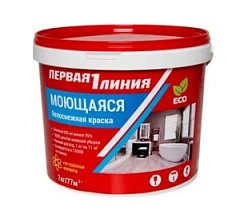 Первая линия Краска моющая 3кг.белоснежка