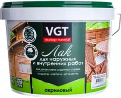 Лак Акриловый глянцевый бесцветный 0,9кг. для наружных и внутренних работ ВГТ